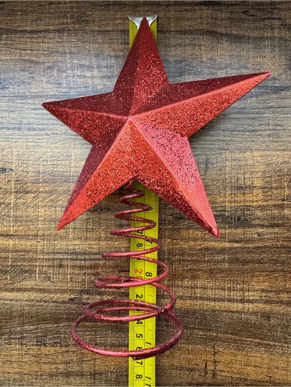 Red Glitter Christmas Tree Topper Star Metal Wire Base New